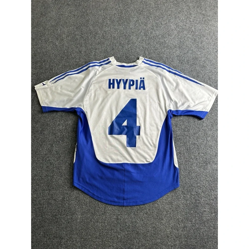 Mens Adidas Finland Sami Hyypiä #4 Home Soccer Jersey 2004, Size M